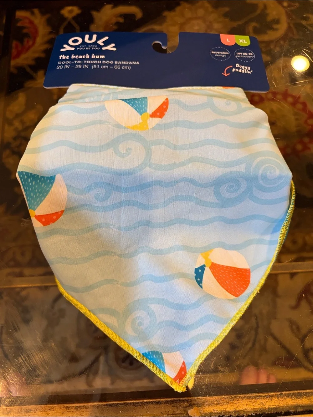 NWT Youly Cool to Touch Dog Light Blue Beach Ball Bandana Bib - L/XL
